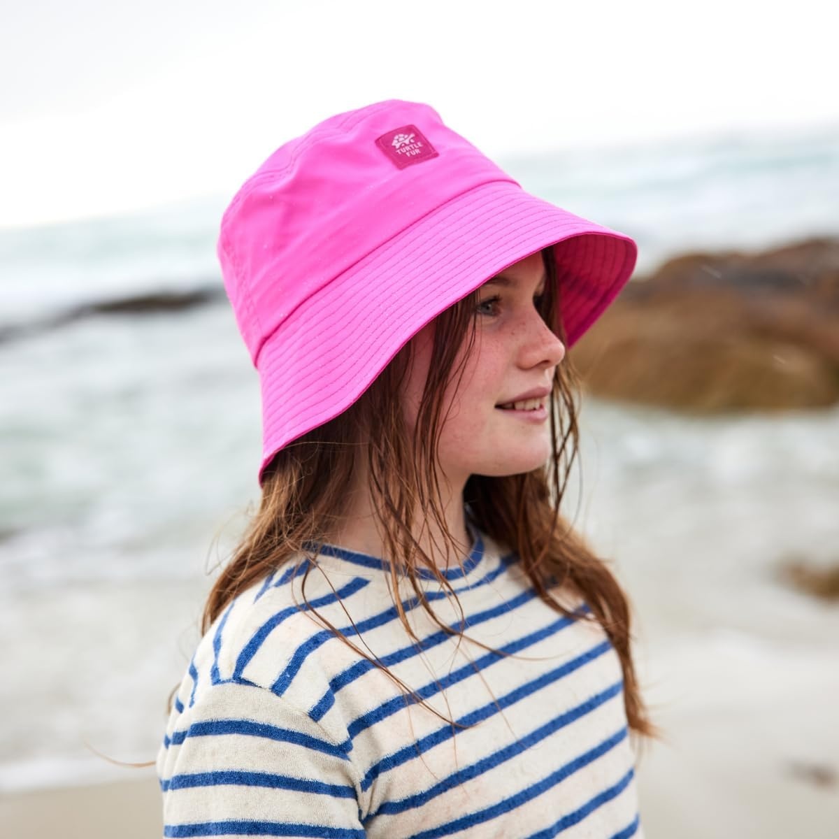 image:imageTurtle Fur Kids Sun Splash Sun Hat Colorful UPF 50 Bucket Hat Soft Lightweight 360 Protection from Sun and RainHot Hot Pink