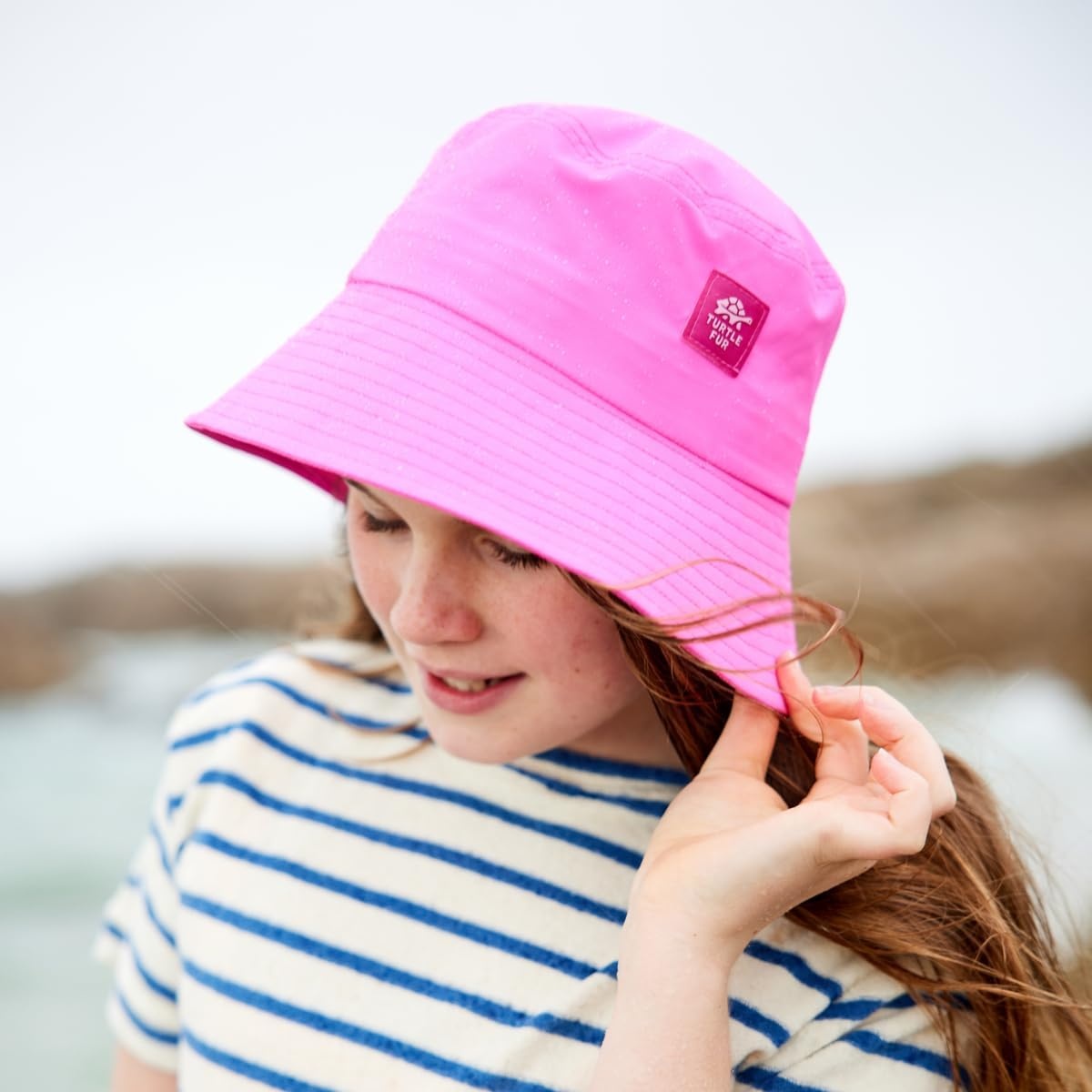 image:imageTurtle Fur Kids Sun Splash Sun Hat Colorful UPF 50 Bucket Hat Soft Lightweight 360 Protection from Sun and RainHot Hot Pink