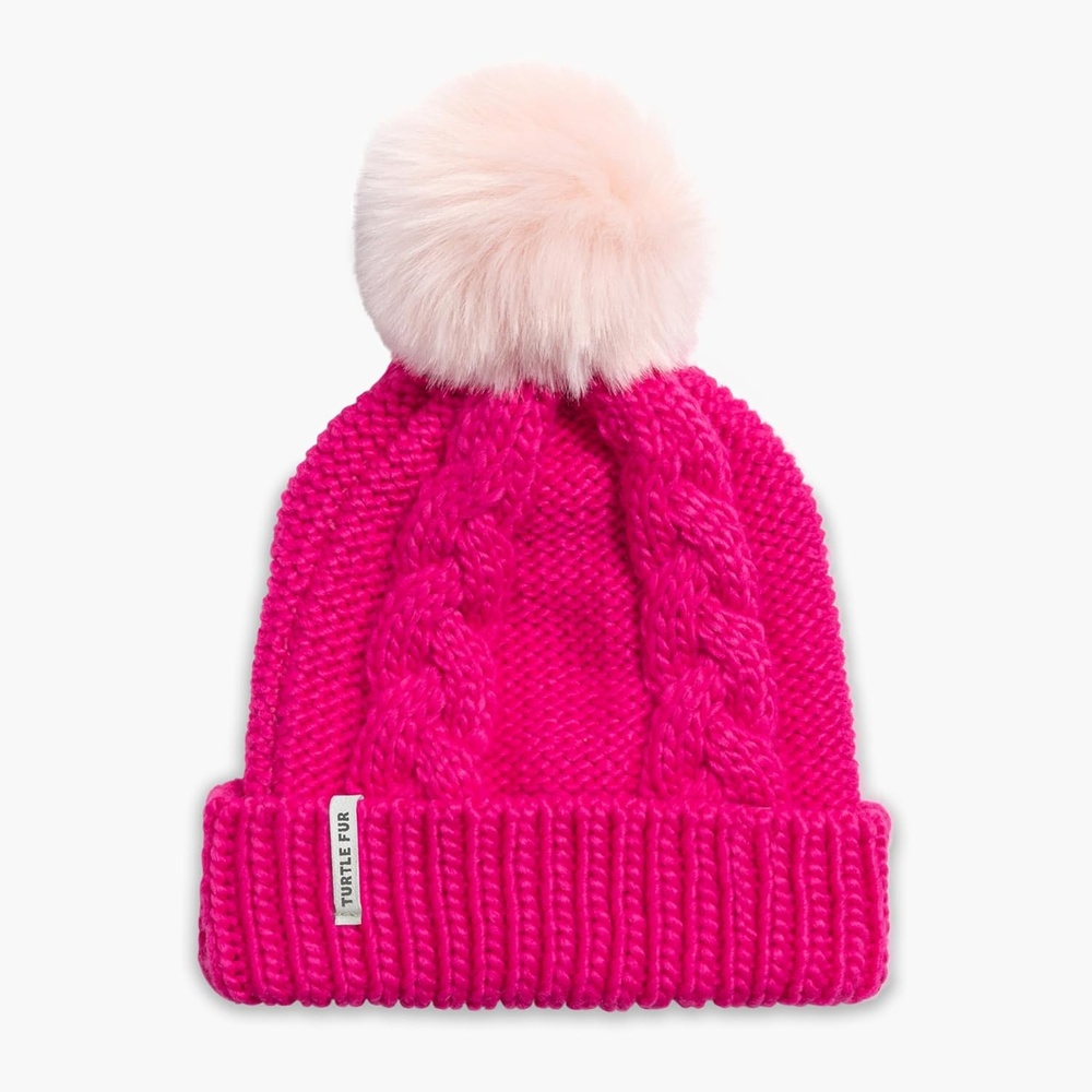 image:imageTurtle Fur Youth Girls Lizzy Cuff Knit Faux Pom BeaniePink
